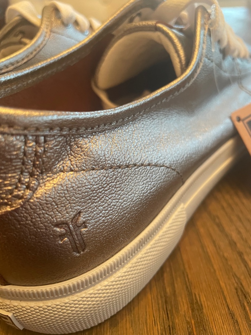 FRYE Gia Low Lace Leather Sneaker New with Tags. 7.5 
Pewter - Picture 5 of 8